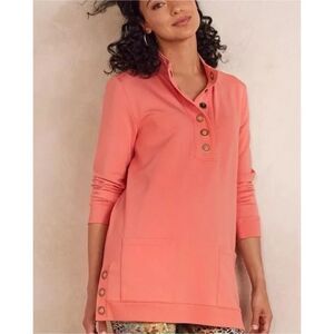 Soft Surroundings Lakshmi Pullover Tunic Women's M Peach Pink Cotton Blend Soft